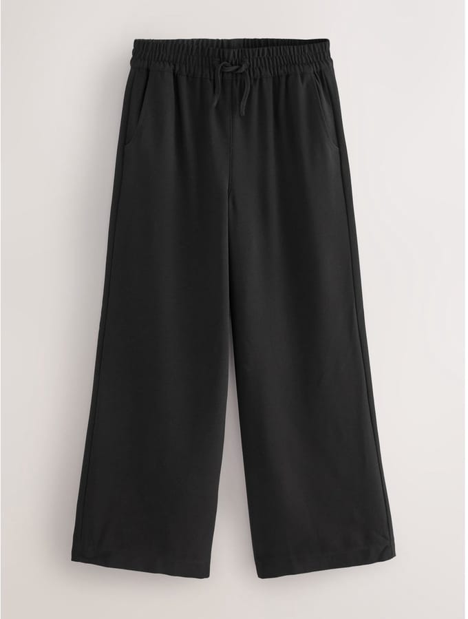 Next - Meisjes - Crêpe broek met elastische taille en wijde pijpen - Zwart