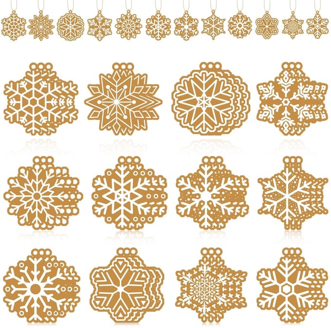 Dailygoods - 36 Stuks Houten Peperkoek Sneeuwvlok Ornamenten