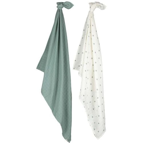 Prénatal hydrofiele multidoeken klavertjes 2 stuks Midgreen unisex