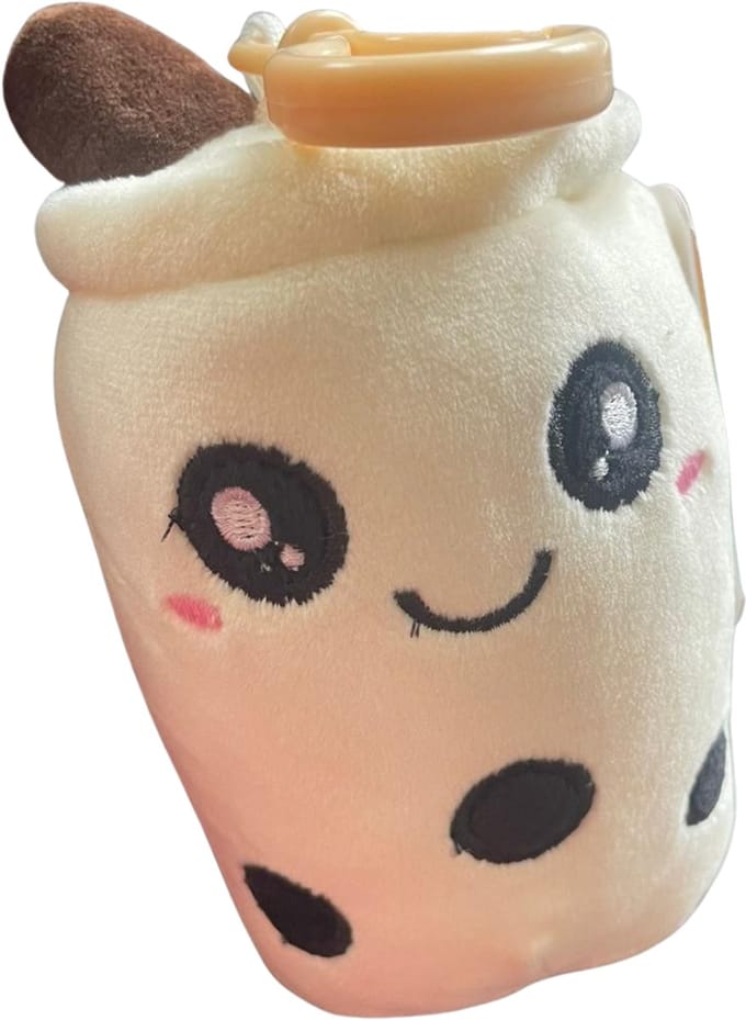 Trendy Bubble Tea / Boba Knuffel | Thai Tea Plush | Squishy | Incl. Sleutelhanger Optie - Milk
