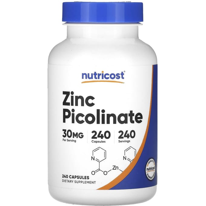 Nutricost, Zinkpicolinaat, 30 mg, 240 Capsules