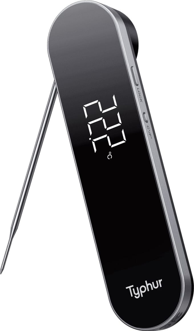 Typhur InstaProbe Core digitale direct afleesbare vleesthermometer 0,5 sec. met in zonlicht afleesbaar display voor koken, professionele thermometer