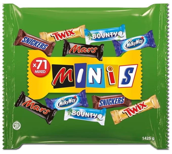 Mars MIXED MINIS - Mars Bounty Snickers Twix Milky Way - 71 chocoladerepen 1425g