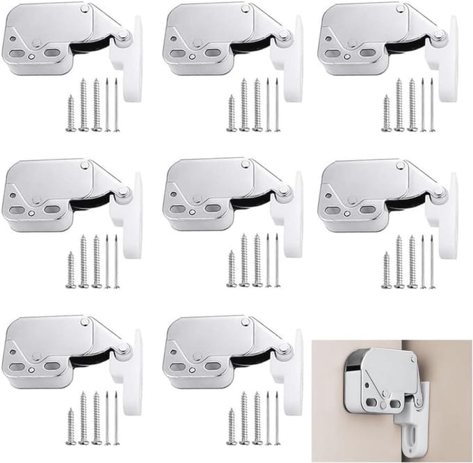 Mini Veervergrendeling voor Deuren en Ramen - 8 Stuks Automatische Klink Catch Latch