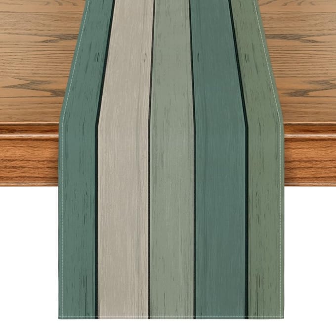 Dailygoods - Rustieke Tafelloper met Groene Planken voor Binnen en Buiten