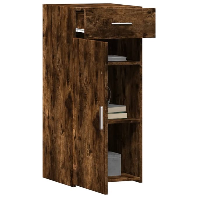 vidaXL - Dressoir - 40x42,5x93 - cm - bewerkt - hout - gerookt - eikenkleurig