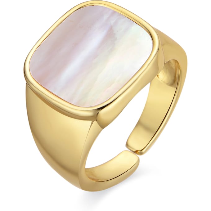 Luxenter ring met 18k gouden afwerking wit parelmoer - Misau