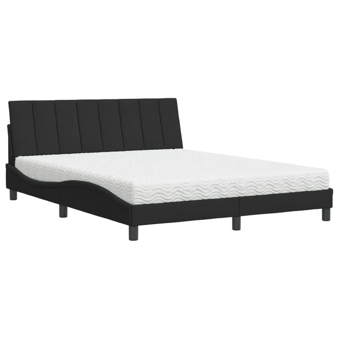 vidaXL - Bed - met - matras - "Hanko" - fluweel - zwart - 160x200 - cm