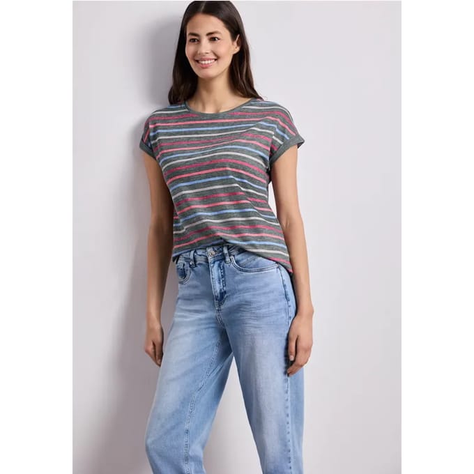 Shirt met losse schouders en strepen