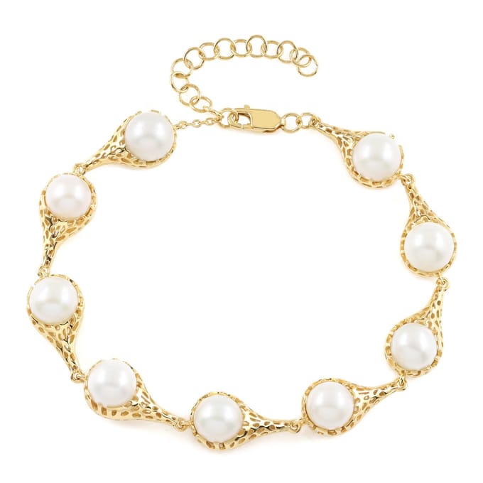 Witte Parel Vergulde Zilveren Armband