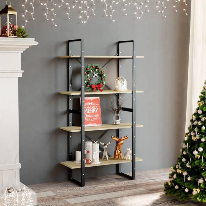 vidaXL - Boekenkast - met - 4 - schappen - 80x30x140 - cm - hout - sonoma - eiken