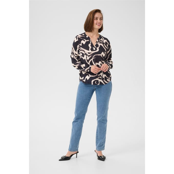 Blouse met lange mouwen KAbeathe Regular fit black offwhite