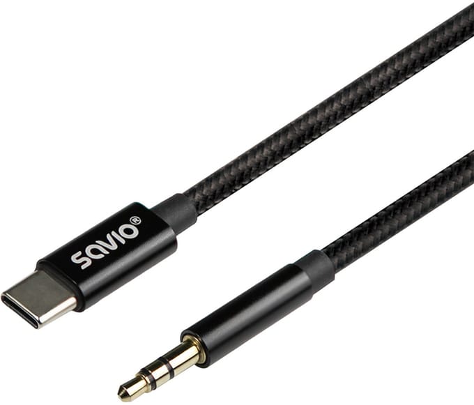 Savio Usb-C Naar Mini-Jack 3,5Mm Adapterkabel 1M Audio-Adapter 3,5Mm