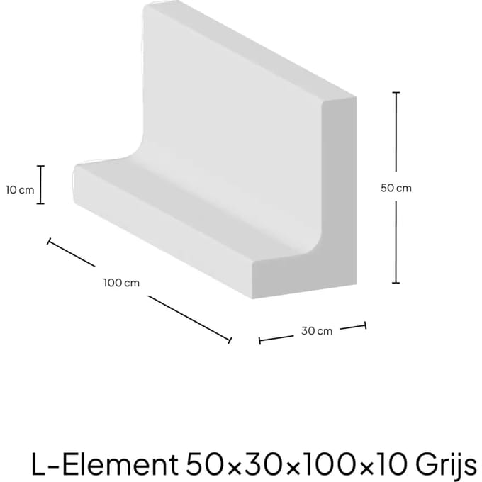 L-Element 50x30x100x10cm Zichtbeton