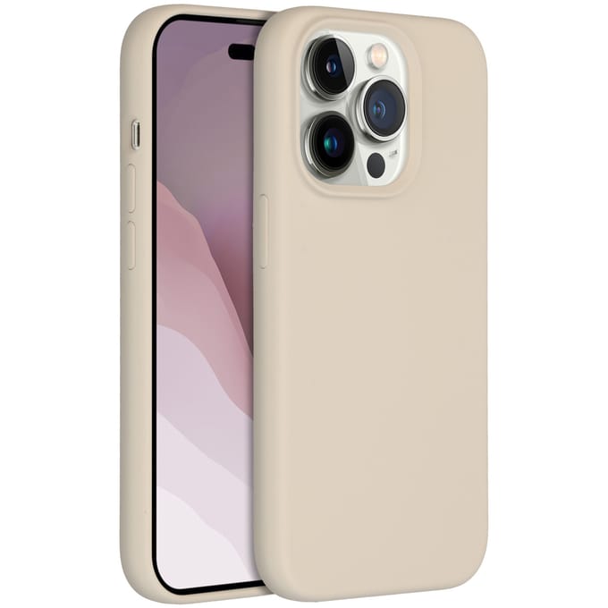 Accezz Hoesje - Geschikt voor Apple iPhone 14 Pro - Liquid Silicone Backcover - Stone