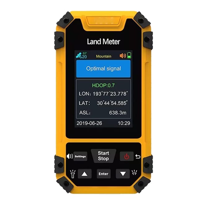 Mètre de surface de terrain portatif Écran couleur 2,4 pouces Sortie de données Instructions vocales GPS Instrument de mesure pour levé de terrain