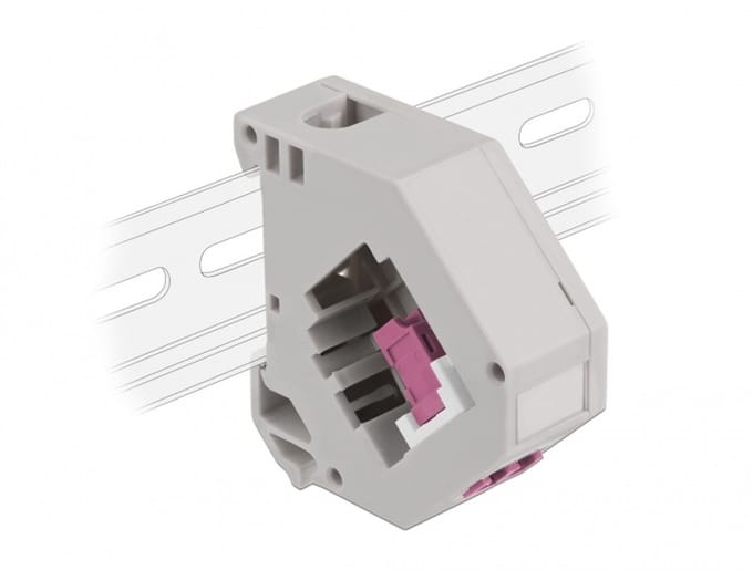 Delock DIN rail Adapter with Keystone LC Duplex female to LC Duplex female violet