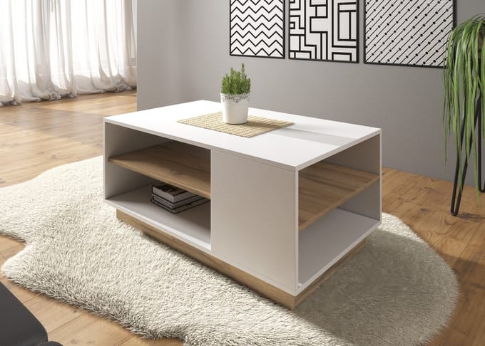 Meubella - Salontafel Ashley - Wit - Eiken - 100 cm