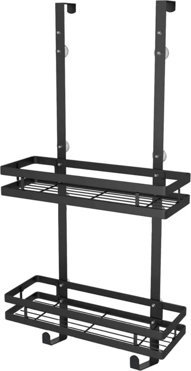 Doucherek - 2 Laags - Ophangbaar Doucherek - Doucherek hangend - Badkamer accessoires - Zwart - IXEN