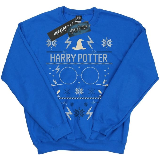 Harry Potter Sweatshirt met kerstpatroon voor jongens (Koningsblauw)