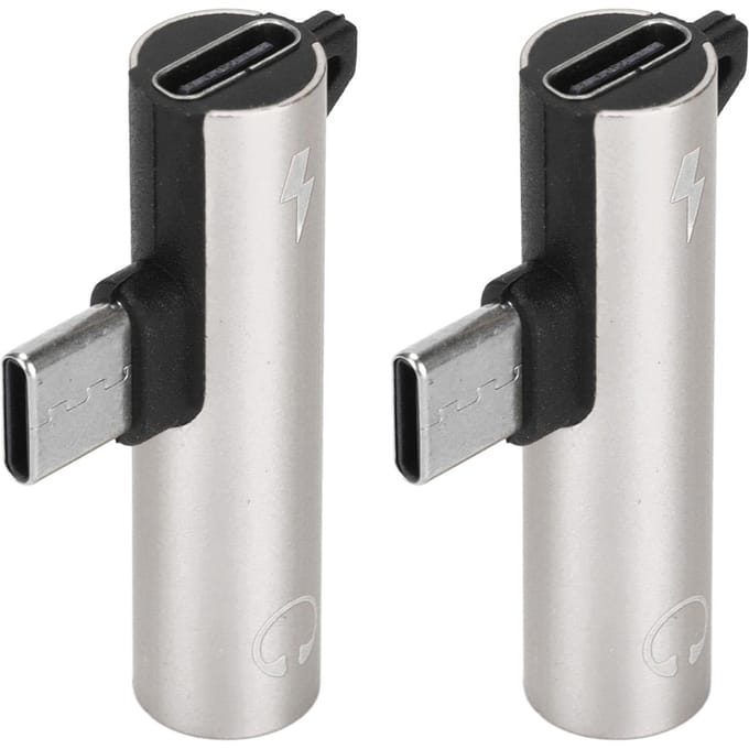 2 STUKS USB C naar 3.5mm o Adapter 2 in 1 o Opladen USB C naar o Jack ABS USB C naar oJack zilver