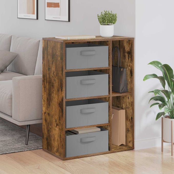 vidaXL - Dressoir - Gerookt - eiken - 60 - x - 33,5 - x - 84 - cm