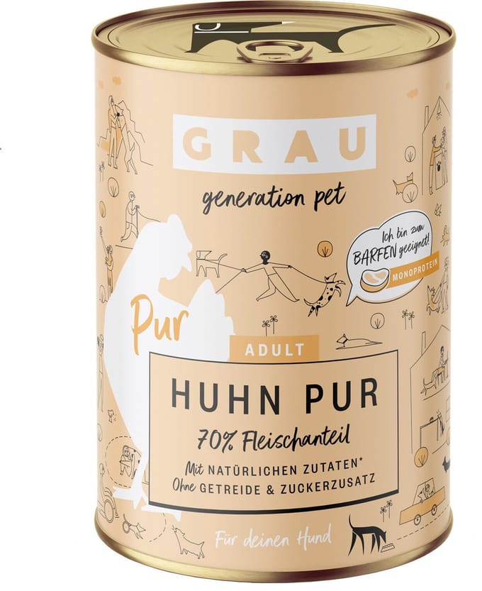 Grau Excellence Adult Puur Hondenvoer - Gevogelte - Blik - 6 x 400 g