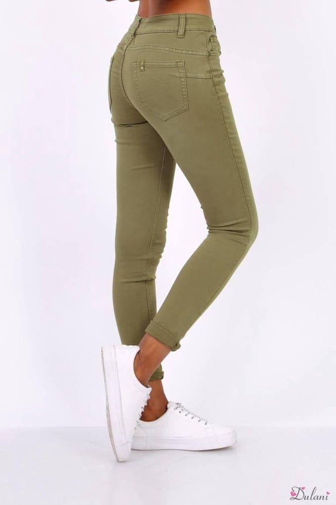Broek Toxik3 met normale taille kaki 38