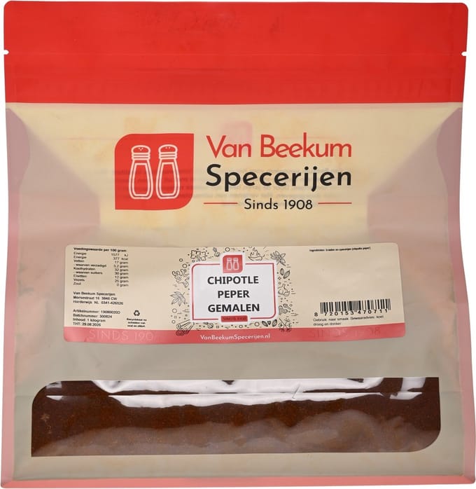 Van Beekum Specerijen - Chipotle Peper Gemalen - 1 KG (hersluitbare stazak)