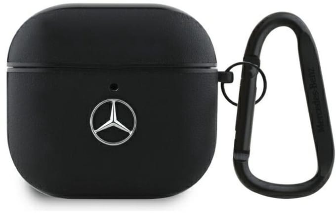 Mercedes Leather Metal Logo Case for AirPods 4 - Black