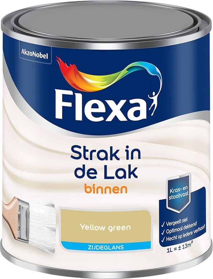 Flexa - Strak In De Lak Binnenlak Zijdeglans - Yellow Green - Mengverf - 1 L