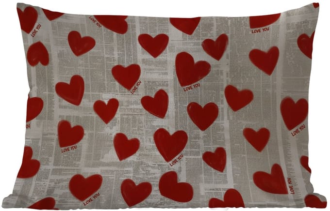 Buitenkussens - Tuin - Hartjes - Krant - Loveyou - 50x30 cm