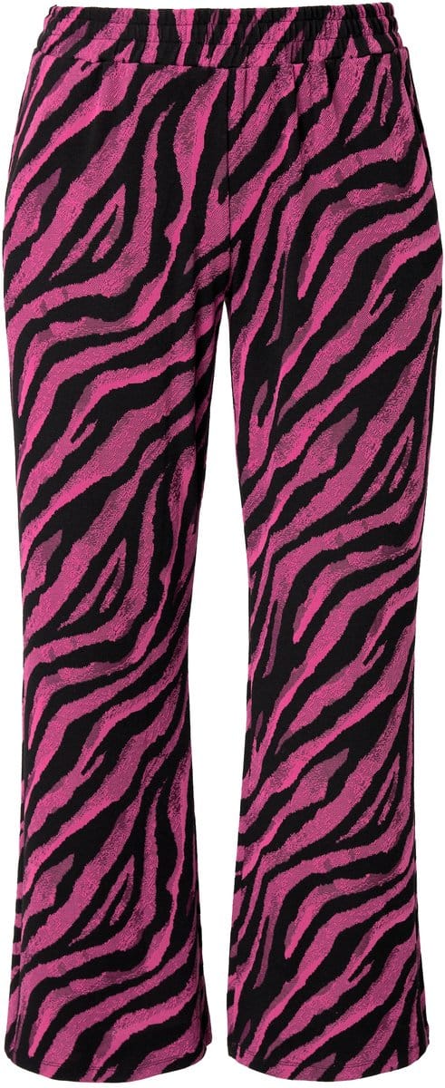 MIAMODA - Dames - Broek gekleurd zebramotief elastische tailleband. - Hibiscusrood - Maat 46