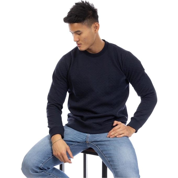 Peter Werth Heren Gewatteerd Sweatshirt (Donkere marine)