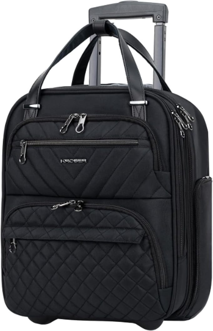 Compacte Hybride Handbagage Trolley - 15.6"- Reiskoffer - 40 x 30 x 18 cm - Zwart