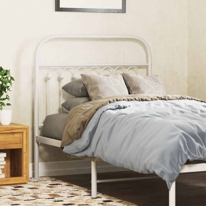 vidaXL - Vervangend - hoofdbord - 90 - cm - metaal - wit