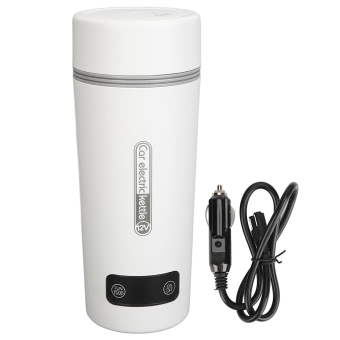 Auto Verwarmingsbeker Lekdicht 4 Temperatuur Instelbaar 350ml Draagbaar Roestvrij Staal Elektrisch Reizen L white