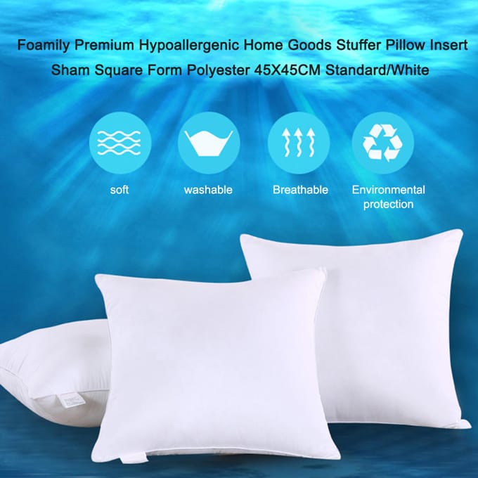 Foamily Premium Hypoallergeen Huisgoederen Vulkussen Inzetstuk Kussensloop Vierkante Vorm Polyester 45X45CM wit