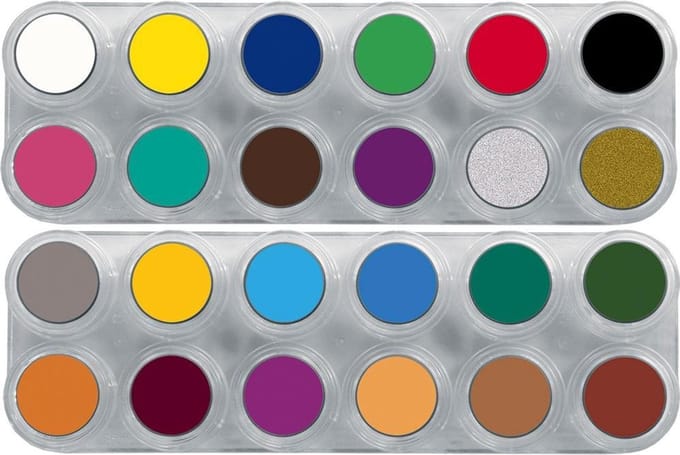 Grimas Water Make-up - Palette 12A + 12B - 24 kleuren - Glutenvrij