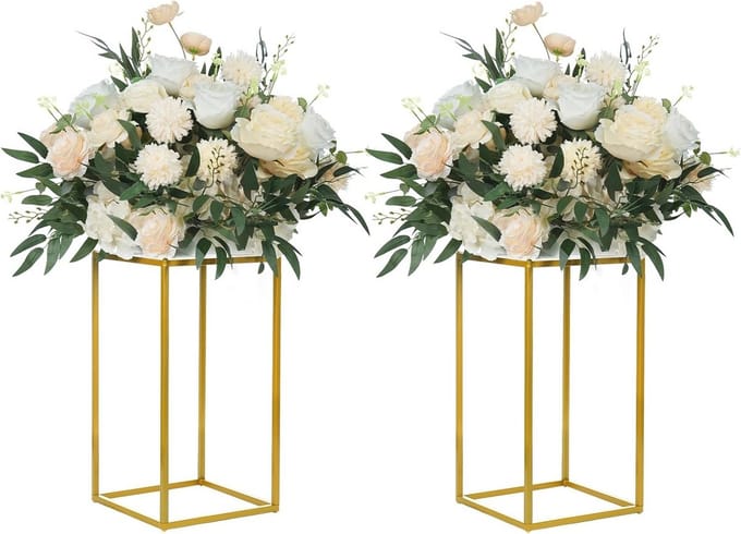 Gouden Bruiloft Bloem Stand - 2Pack Geometrische Vaas voor Party en Thuis Decoraties