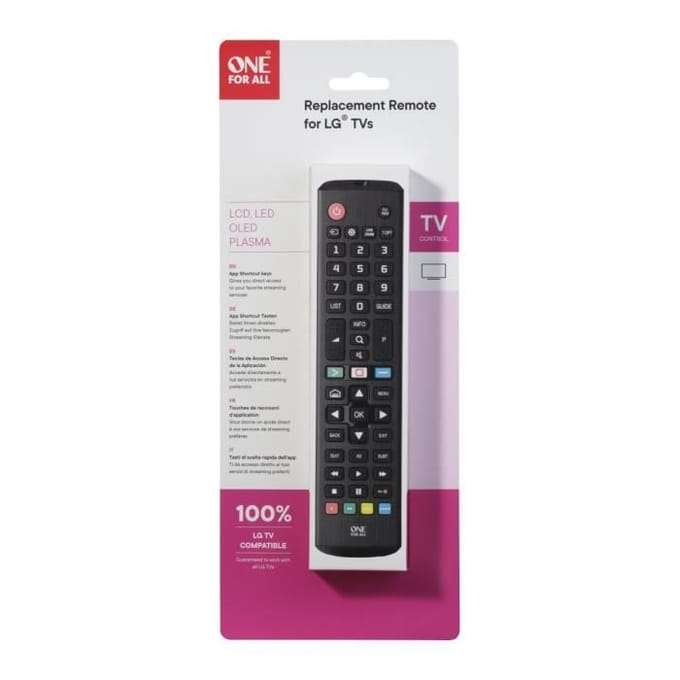LG afstandsbediening - One For All URC4911 - Werkt 100% gegarandeerd op alle modellen - 3 Jaar garantie
