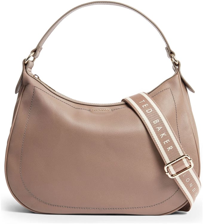 Ted Baker Leren schoudertas Lyshia Webbing Leather Hobo Bag Taupe