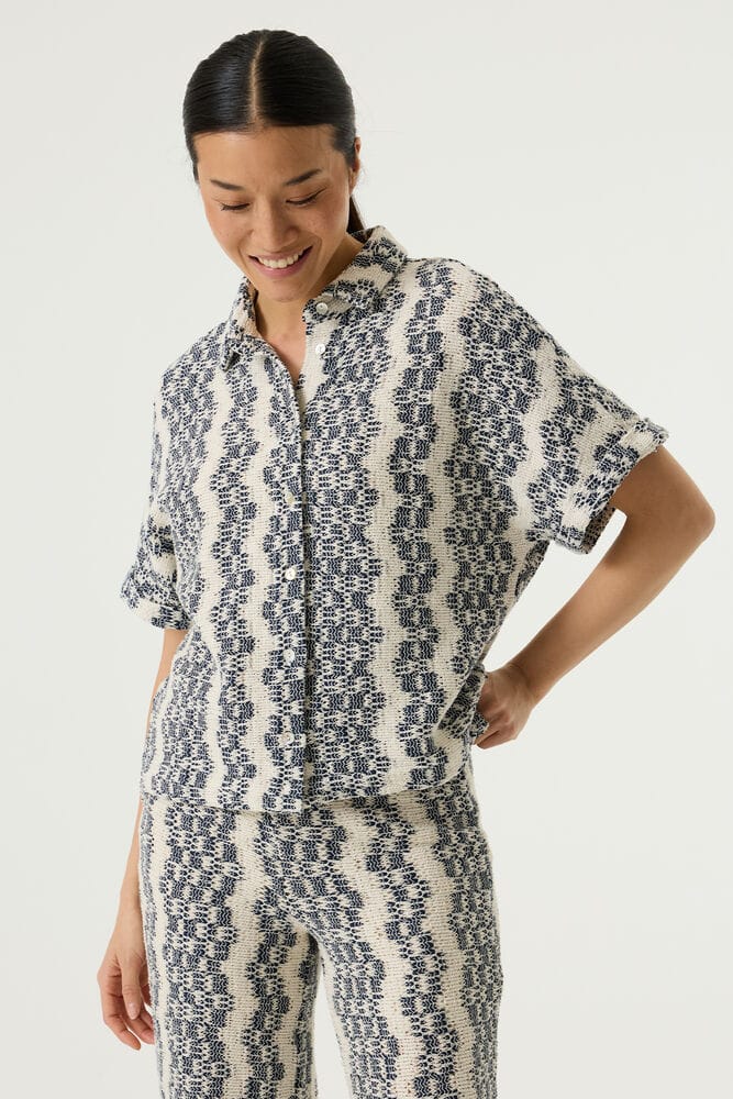 GARCIA Dames Effen Blouse Wit Korte mouw