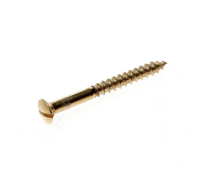 Houtschroef lenskop kop zaagsnede messing 3.0 x 20mm