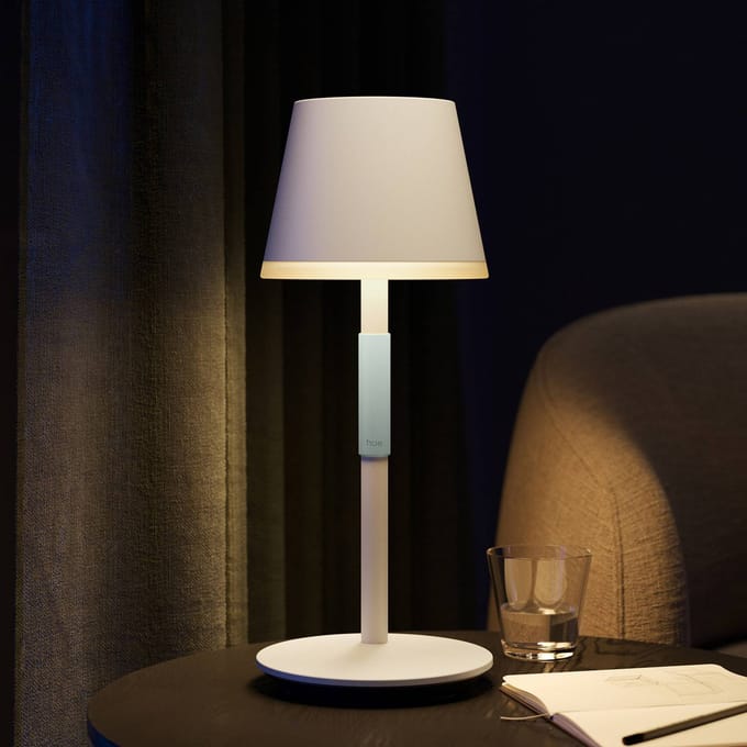 Philips White and Color Ambiance, lampe a poser portable Hue Belle, compatible Bluetooth, blanche