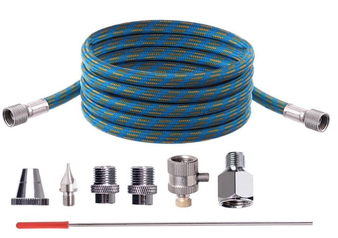 Aerograaf met 0,3/0,5mm sproeiers, 1,8m slang & compressoradapter