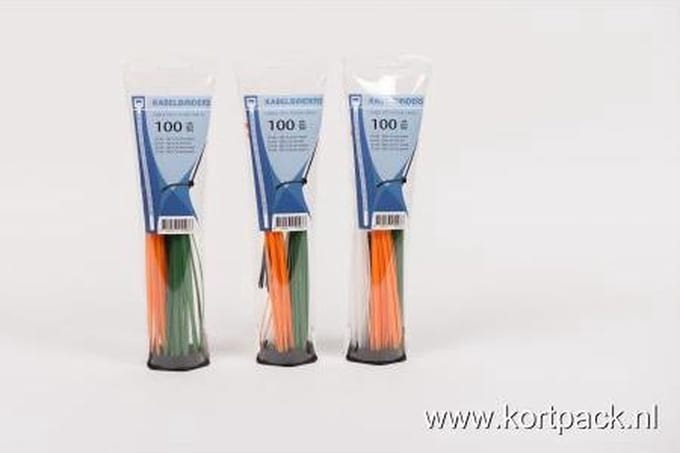 Kortpack - Kabelbinders/Tyraps Tube - Diverse soorten - 4 x 25 stuks - Diverse kleuren - (099.0551)