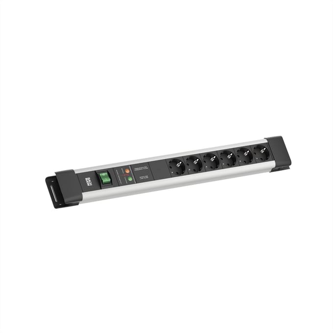 BACHMANN CONNECTUS 6xCEE7/3, 1xGVS 1xschakelaar 2,0 m CEE7/7 grijs
