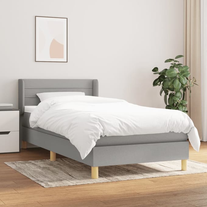 vidaXL - Boxspring - met - matras - stof - lichtgrijs - 100x200 - cm