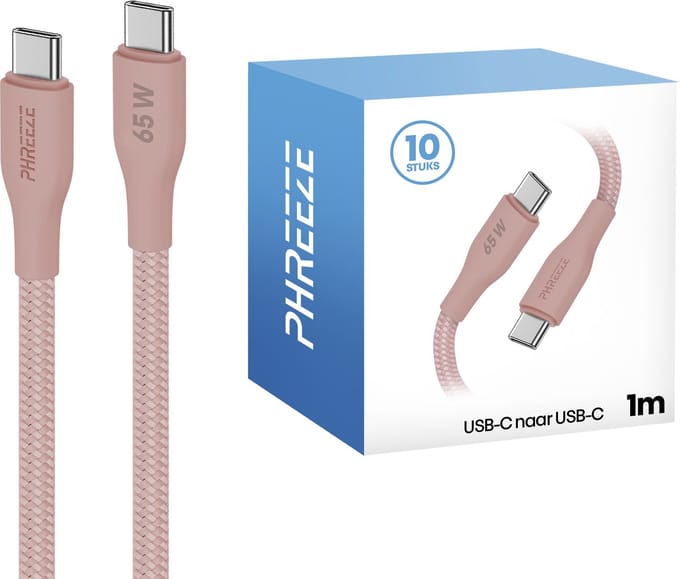 Voordeelpak kabels geschikt voor iPhone 14,13,12,11 - 10 pack - roze gekleurd - 1 meter